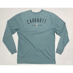 Carhartt T-Shirt Men Size Large Tall Long Sleeve Loose Fit Crew Neck Teal